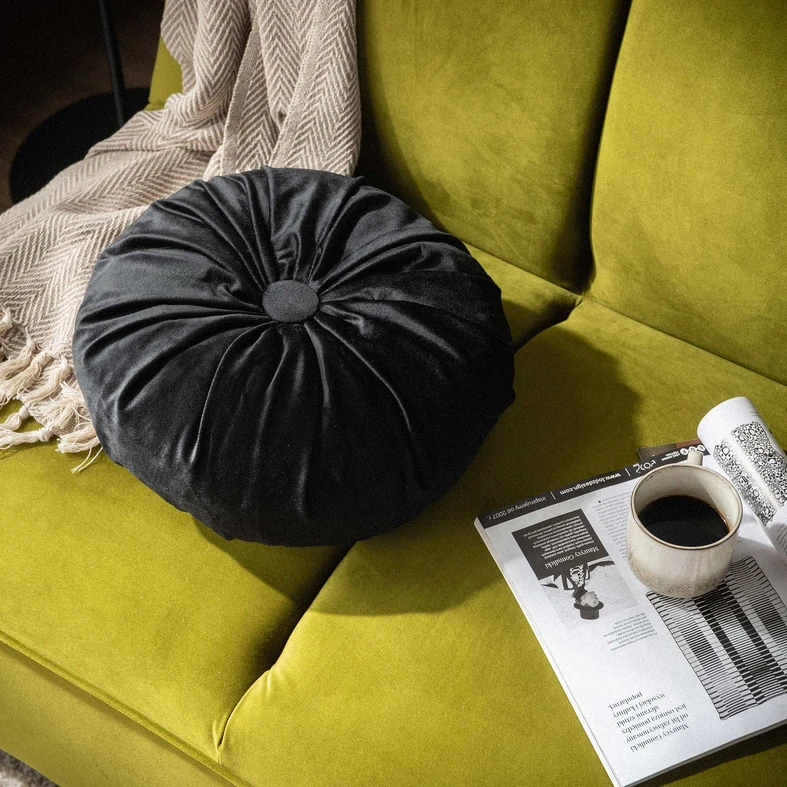 Černý dekorační kulatý polštář SELMA 40 cm
