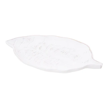 Bílý dekorativní talíř LIST 30 cm