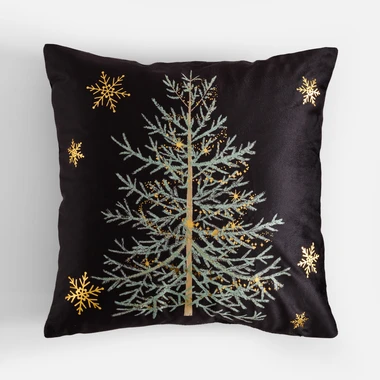 Dekorační polštářek se stromečkem AURORA černý 45x45 cm