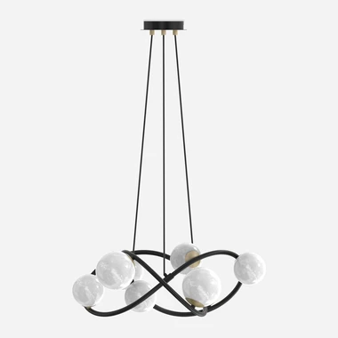 Černo-zlatý extravagantní lustr NISYRO 8 stínidel