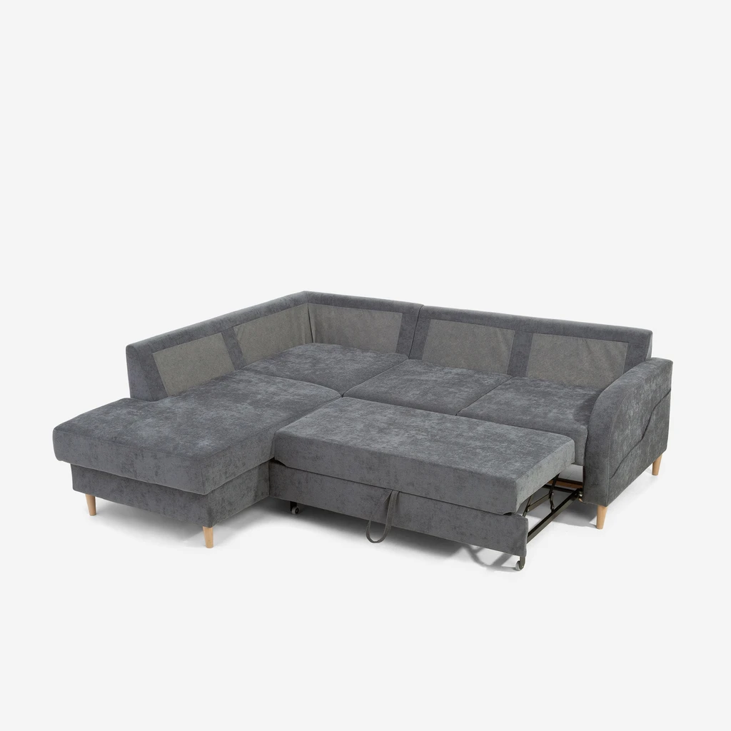 Šedá rozkládací rohová sedací souprava HAMAR 5P levá