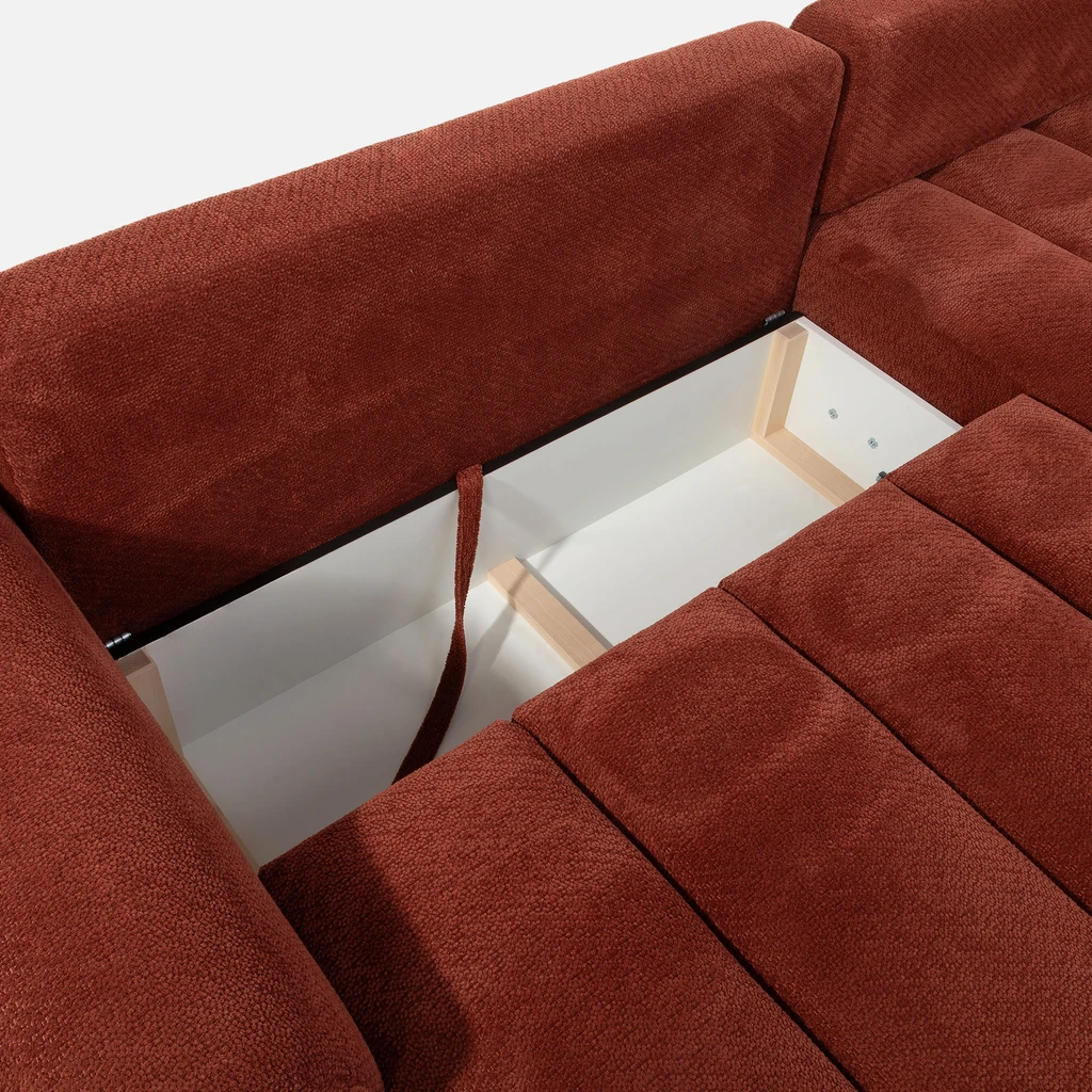 Vínová rohová sedací souprava s úložným prostorem PASSO M pravá