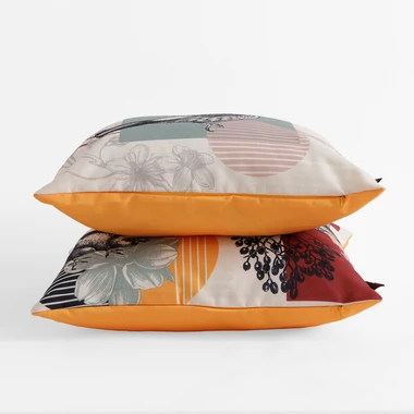 Bílo-oranžový dekorační povlak na polštář DALI 45x45 cm