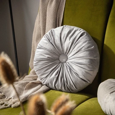 Světle šedý dekorační kulatý polštář SELMA 40 cm