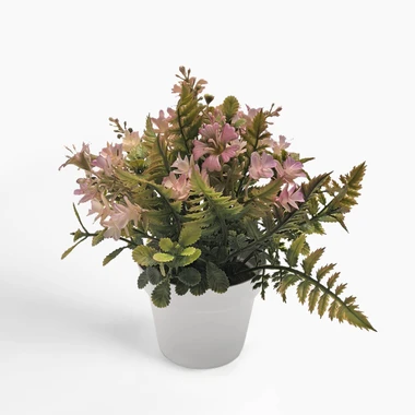 Umělé růžové květiny v květináči 23 cm