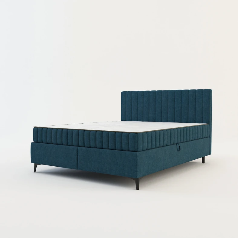 Postel boxspring VERONA 140x200 cm tmavě modrá