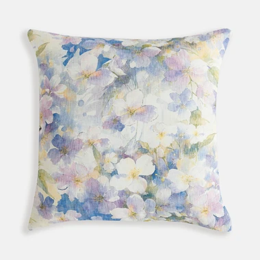 Fialový dekorační polštář s květy LUCA 45x45 cm