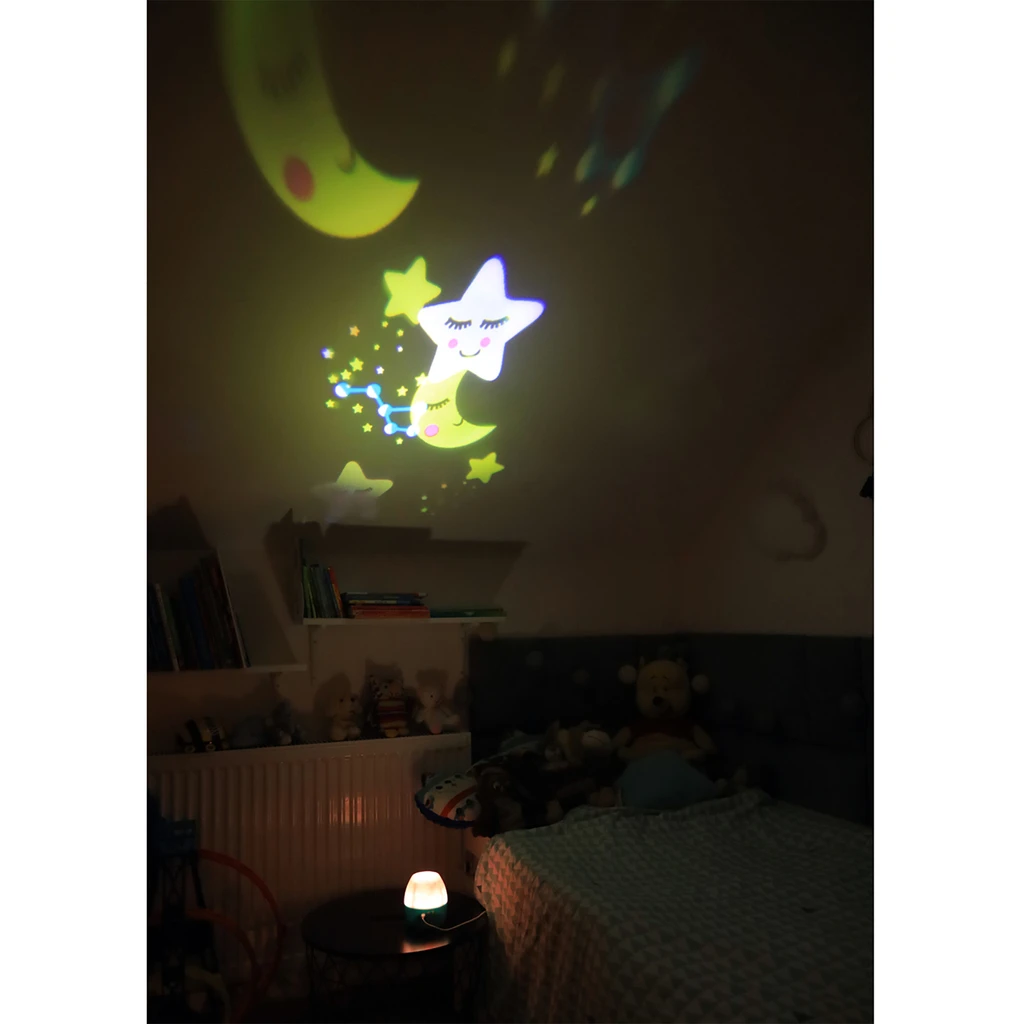 Noční lampička s projektorem bílo-modrá