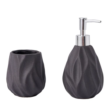 Koupelnový hrnek z keramiky černý slza 10 cm