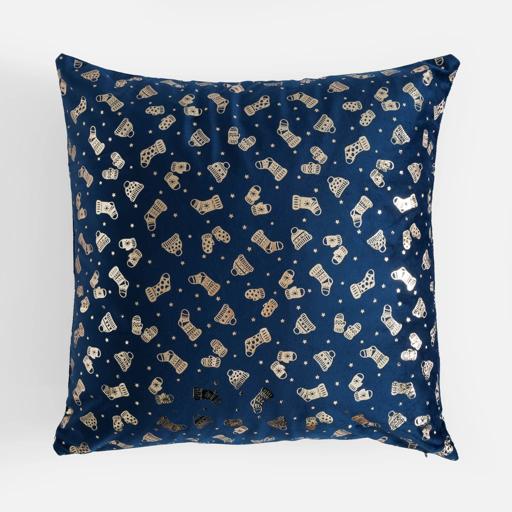 Dekorační povlak zimní vzor modrá NUIT 45x45 cm