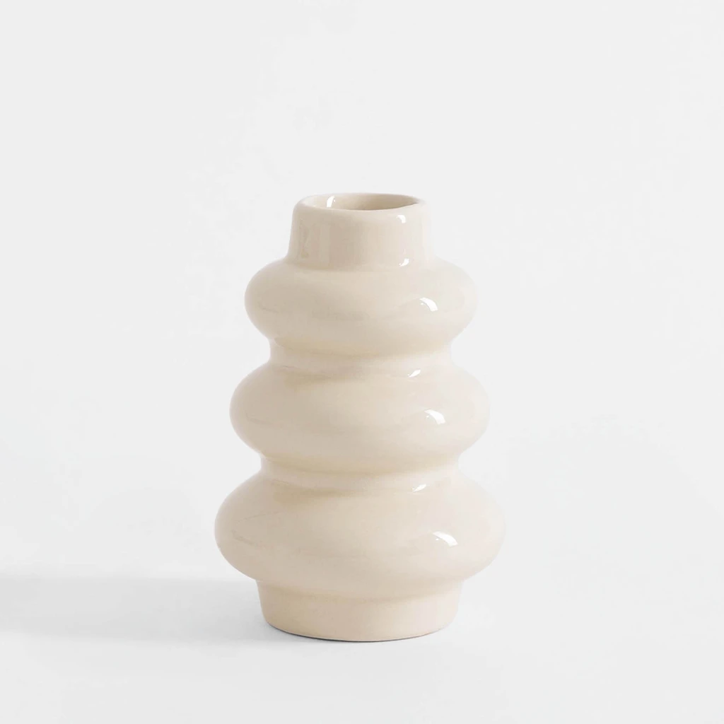 Béžová váza sněhulák 12 cm