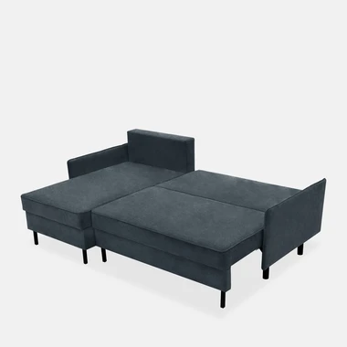 Šedomodrá rohová sedací souprava se 2 úložnými prostory NELLY