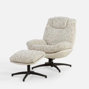 Šedo-béžové otočné křeslo s podnožkou DITTIF