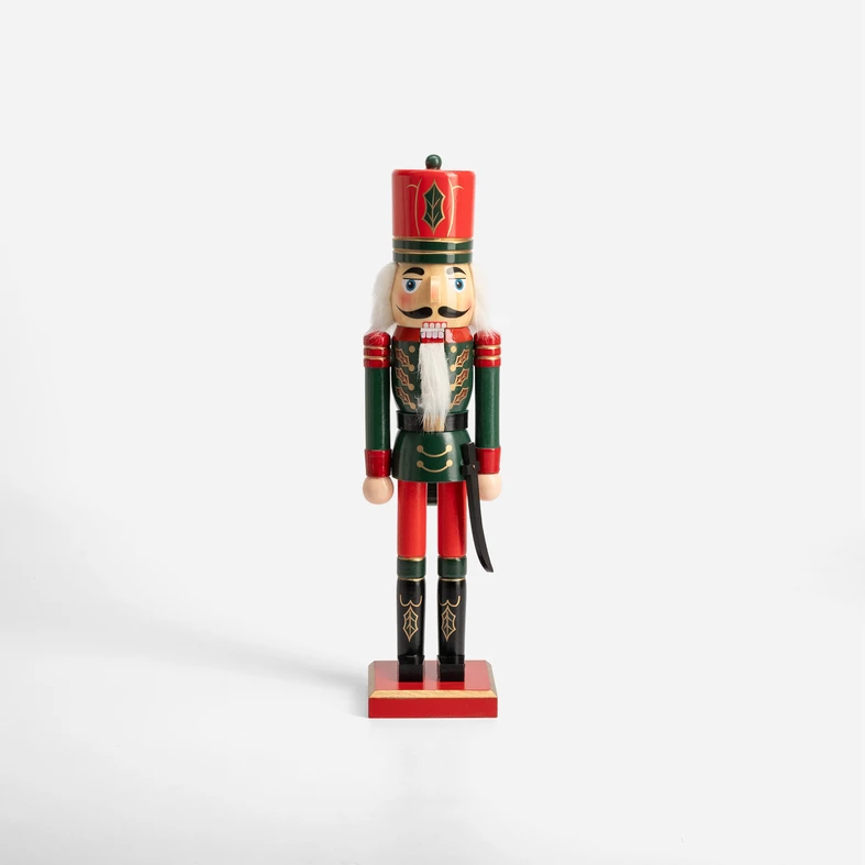 Dekorativní figurka červeno-zelená LOUSKÁČEK 38 cm