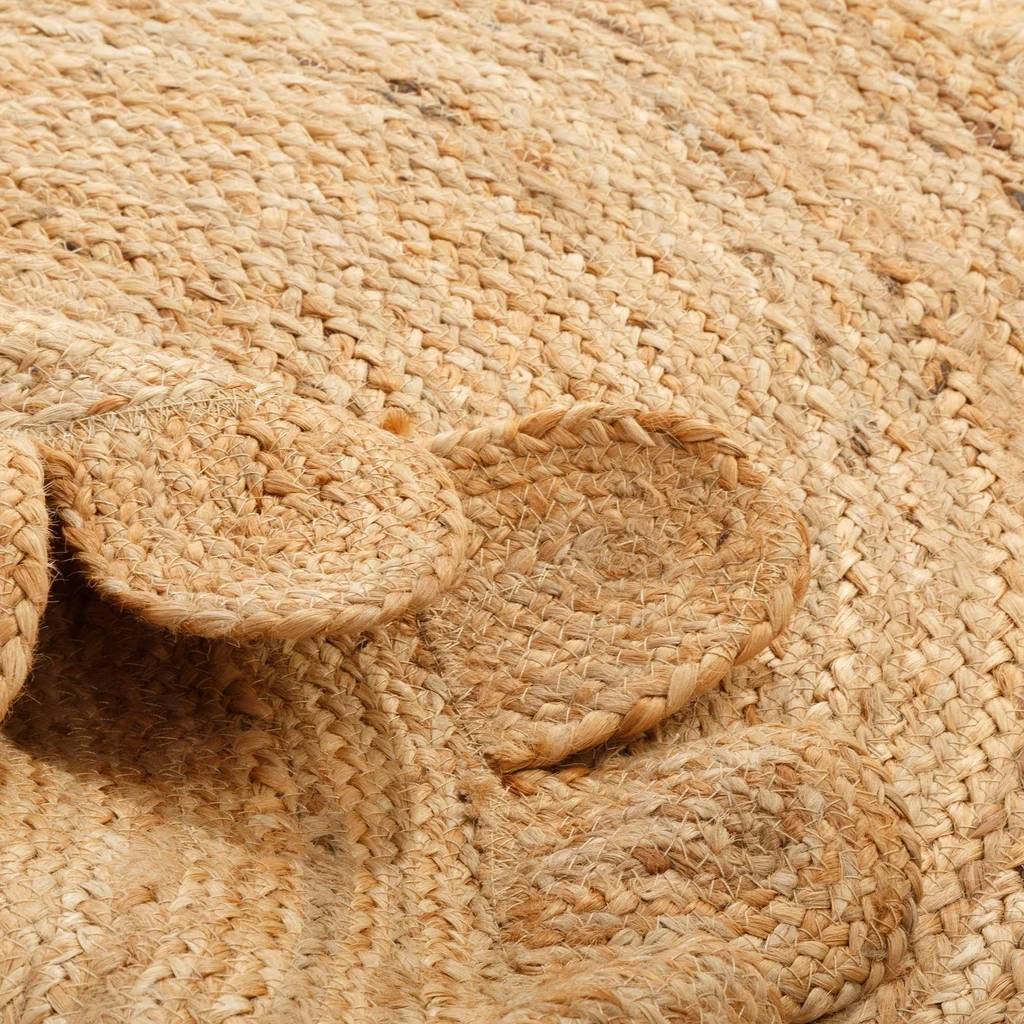Jutový kulatý koberec BRUGA s volánem, 100 cm