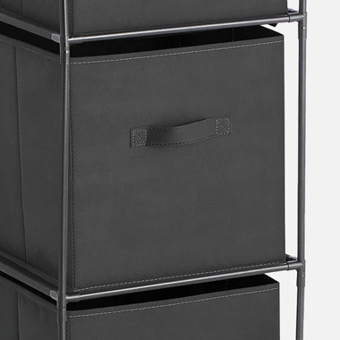 Regál se 3 látkovými koši, černý