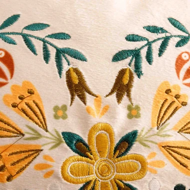 Povlak na polštář s výšivkou krémový FOLKY 45x45 cm