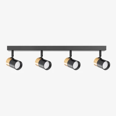Stropní svítidlo se 4 nastavitelnými bodovými světly černo-zlaté FORI