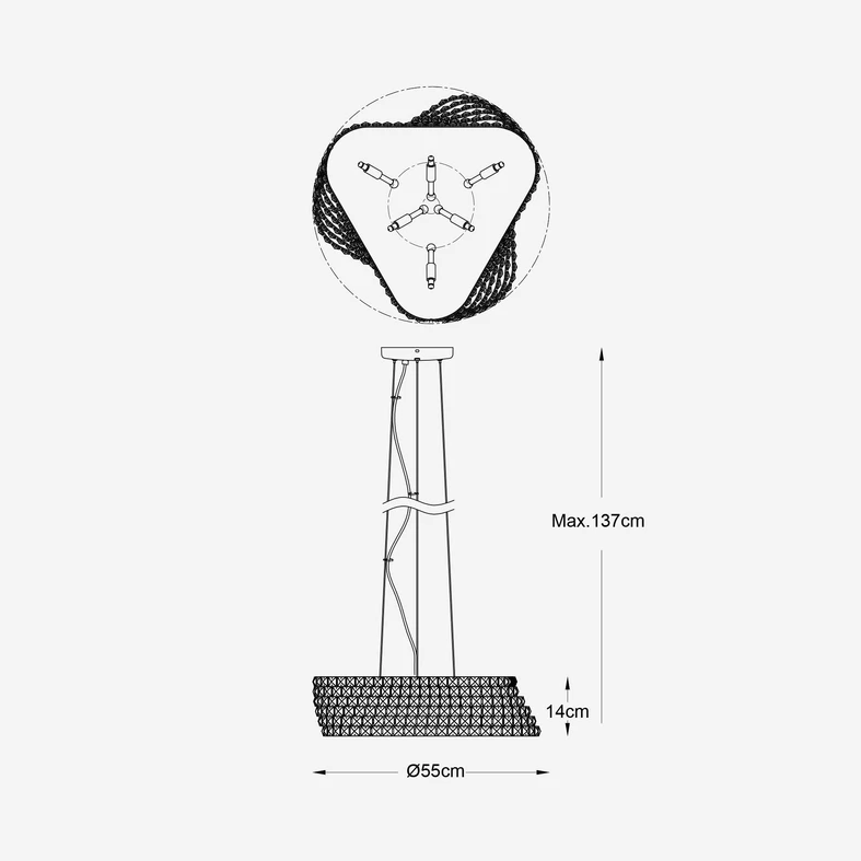 Złota lampa BABYLON z 6 punktami świetlnymi i kryształami to efektowna ozdoba, która łączy blask i funkcjonalność w jednym.