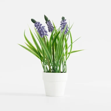 Umělá květina v bílém květináči, 21 cm, MIX