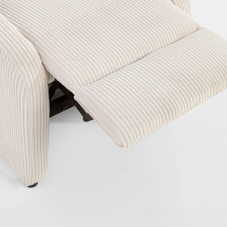 Zdjęcie fotela. Zbliżenie na detale. Widać fakturę materiału.