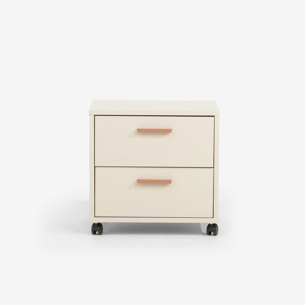 Szafka z 2 szufladami i uchwytem w kolorze terracotty – zmieści wszystko, co chcesz mieć pod ręką.