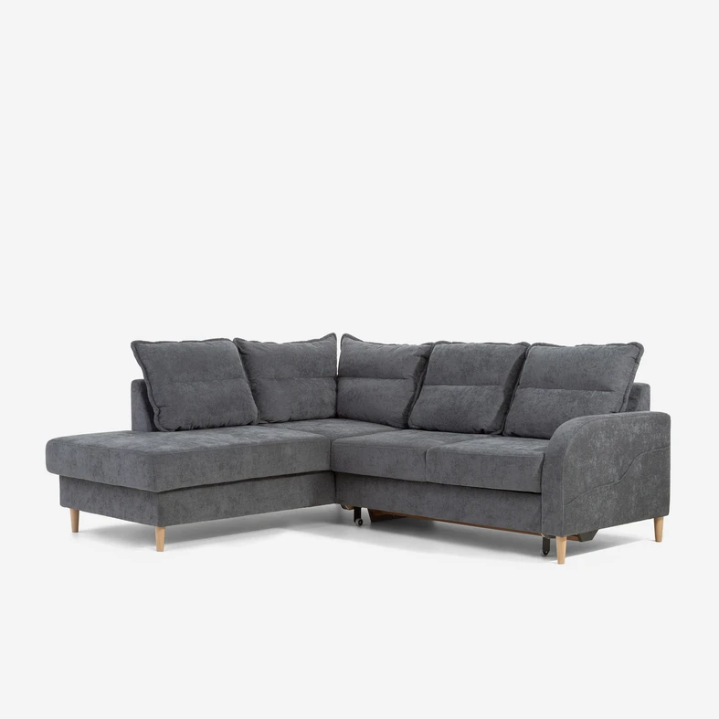 Šedá rozkládací rohová sedací souprava HAMAR 5P levá