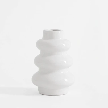 Bílá váza sněhulák 12 cm