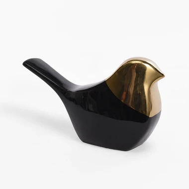 Černo-zlatá dekorativní figurka PTÁK