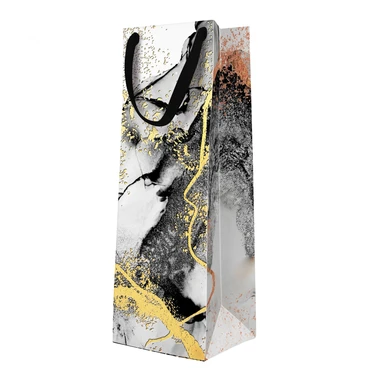 Dárková taška na láhev PREMIUM MARBLE BOTTLE 12x37 cm