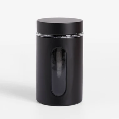 Skleněná nádoba s kovovým víkem černá 1000 ml