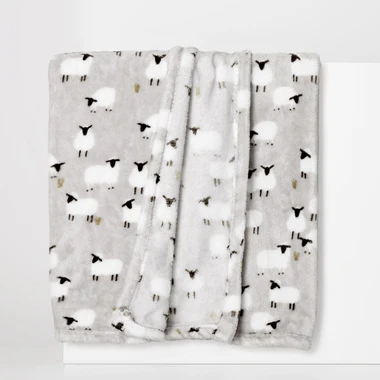 Šedá deka s ovečkami CODIE 130x160 cm