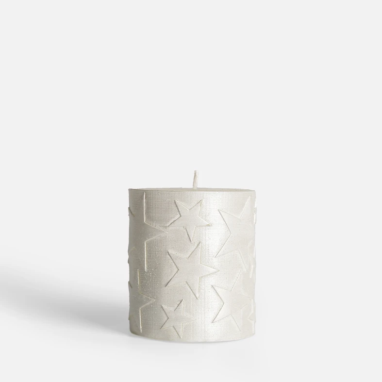 Sváteční bílá svíčka HVĚZDA 6,5x8 cm