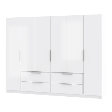 Velká lesklá bílá šatní skříň LUANO