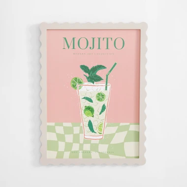 Retro obraz, růžovo-zelený 30x40 cm