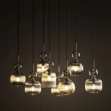 Závěsné svítidlo s 8 stínidly s obdélníkovou základnou SOPHIA COGNAC