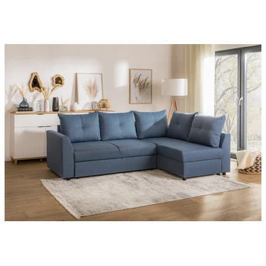 Modrá rozkládací sedací souprava SORINO pravá
