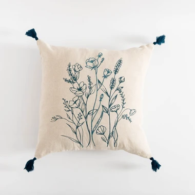 Povlak na polštář se střapci modrý FLORIA 45x45 cm