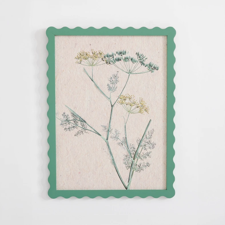 Botanický obraz větviček kopru, béžovo-zelený 30x40 cm