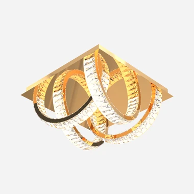 Zlaté stropní svítidlo TULA se 4 kruhy a dálkovým ovládáním