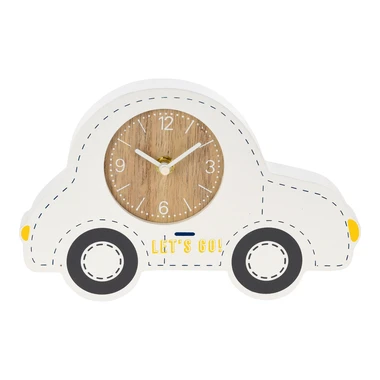 Bílé dětské hodiny AUTÍČKO