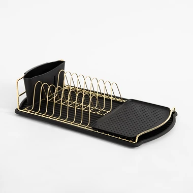 Odkapávač na nádobí 47,5x26,5x11 cm černo-zlatý