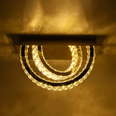 Zlaté stropní svítidlo TULA se 2 kruhy a dálkovým ovládáním