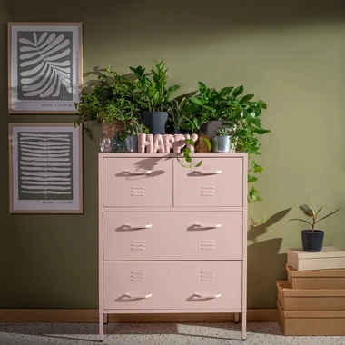 Broskvová kovová komoda se zásuvkami BLEIZ