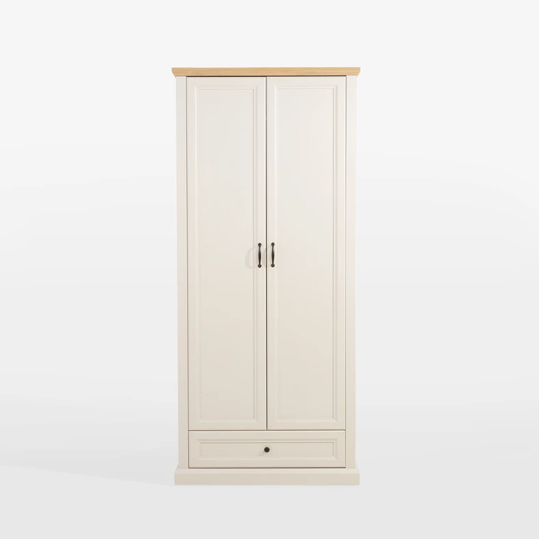 Kaszmirowa szafa 2-drzwiowa, z blatem w kolorze jasnego drewna