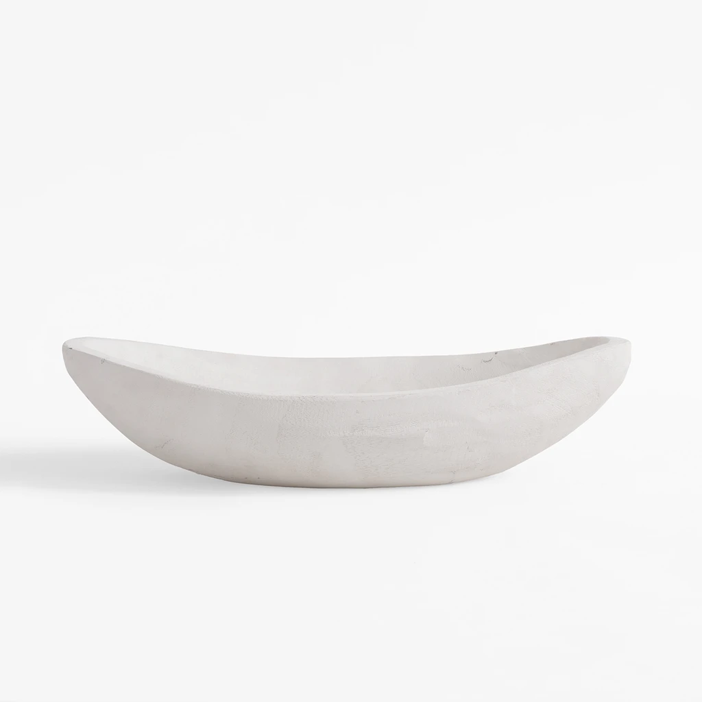Patera dekoracyjna drewniana biała 34 cm