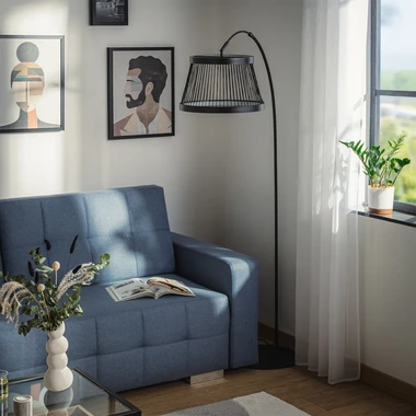 Černá LED stojací lampa BALU s dálkovým ovládáním