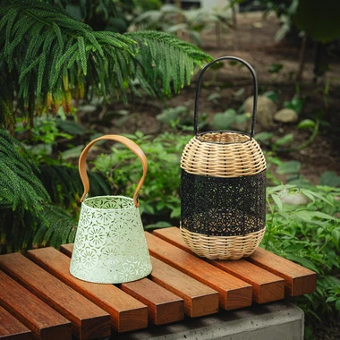 Zelená kovová lucerna 16x26,5 cm