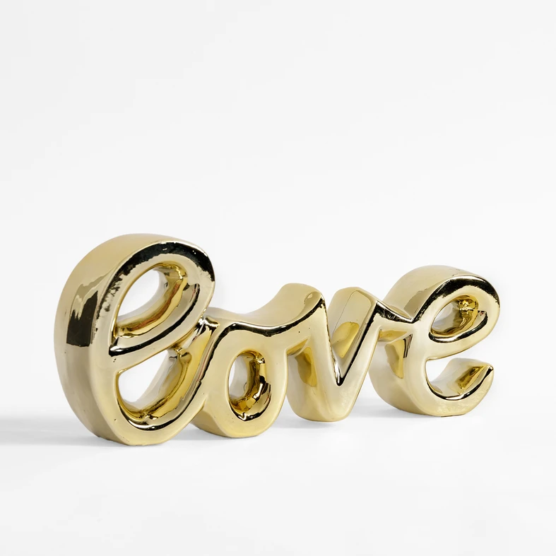Dekorativní zlatý nápis LOVE 29x11,4 cm