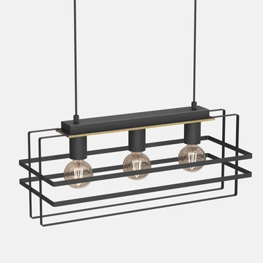 Černo-dřevěné závěsné svítidlo KORTEZ III